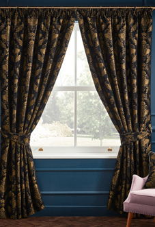 Shiraz Pencil Pleat, Black - Ready Made Curtains